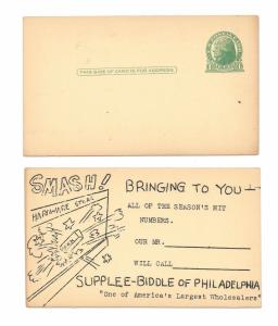 UX27 Illustrated Advert Postal Card Supplee Biddle Hardware Philadelphia PA