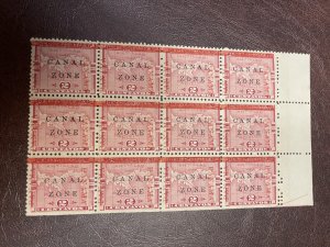 Canal Zone 11 MNH block of 12, bottom row CZSG 11.5 KSPhilatelics 11CZxx2