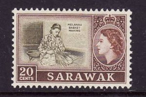 Sarawak-Sc#205-unused,lightly hinged-20c brn & olive-1955-7-