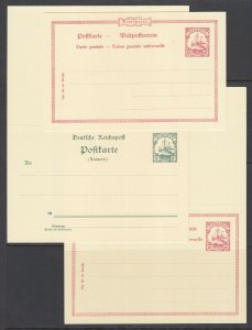 Cameroun Mi P9-P11 mint. 1900 Postal Cards, 3 different, fresh, bright, VF.