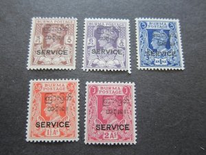 Burma 1947 O43-4,46-8 MH