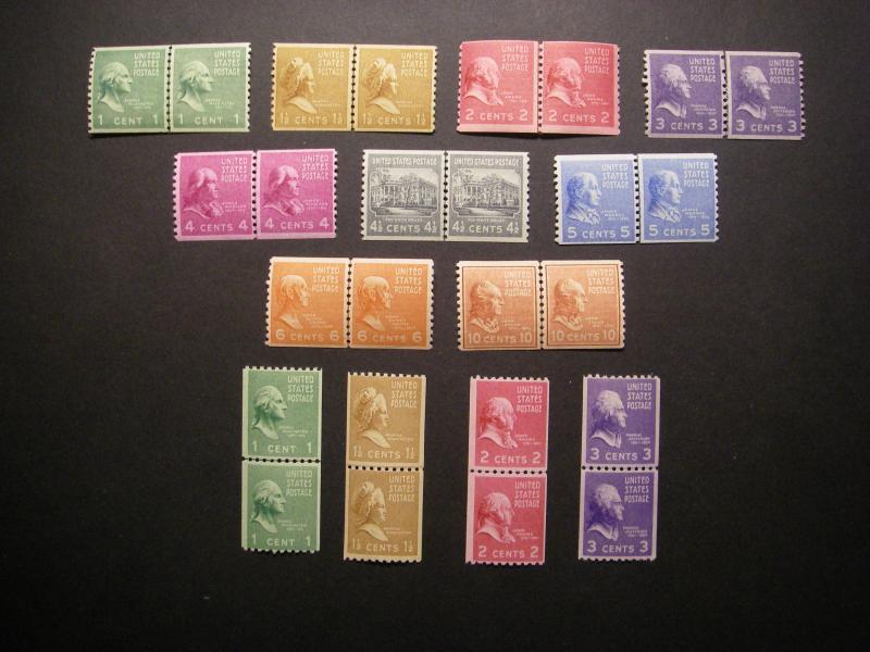 PREXIE LINE PAIRs COMPLETE, Scott 839 - 851, BEAUTIFUL MNH GROUP