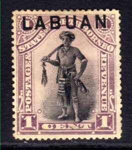 Labuan North Borneo 1897 - 1901 QV 1ct Dull Claret unused No Gum SG 89 ( C601 ) 