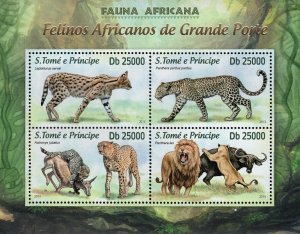 African Big Wild Cats Stamp Leptailurus Serval Panthera Leo S/S MNH #5132-5135