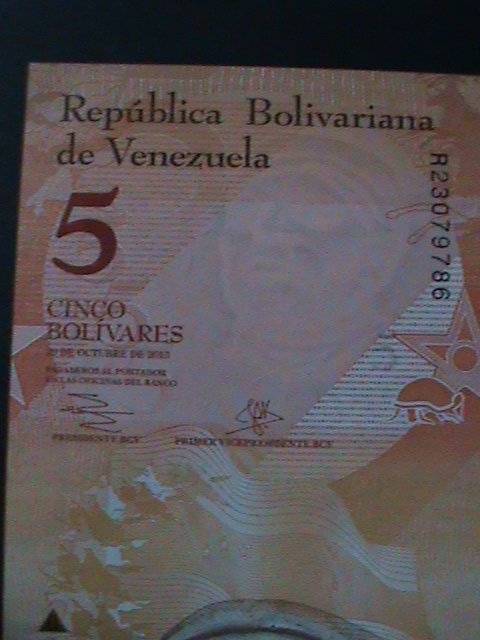 ​VENEZUELA-2013 -CENTRAL BANK-$5 LOVELY CUSPON- POLYMER NOTE-UNC-VF- WATER MARK