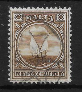 MALTA SG57 1905 4½d BROWN USED