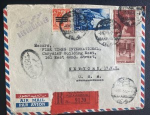 1965 Alexandria Egypt Airmail Registered cover To New York Usa