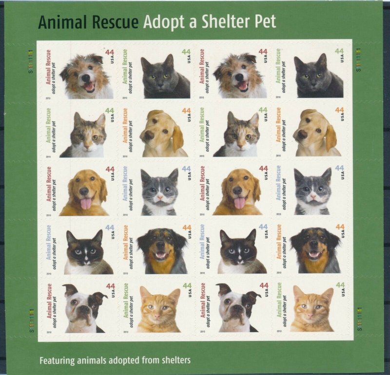 [I1956] USA 2010 Cats&Dogs good sheet very fine adhesive