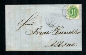 GS23  Schleswig  Cover Fold Altona 8-4N  1867 1 1/4S Green