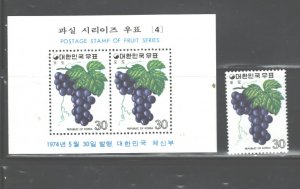 KOREA 1975  PEACHES  # 896 - 896a  MNH