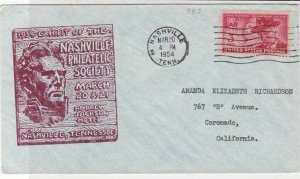 U. S. 1954 Ex Nashville Philatelic Soc. A. Jackson Illust Stamp Cover Ref 37597
