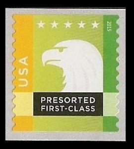 US 5018 Spectrum Eagle presorted first-class 25c green coil single MNH 2015