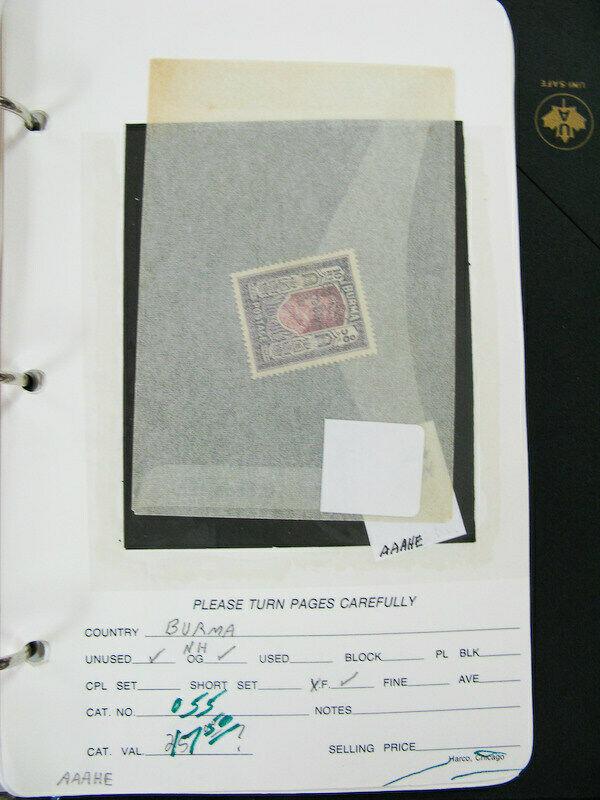 Burma Stamps Mint And Used Early Key Selection Catalogue $1,500