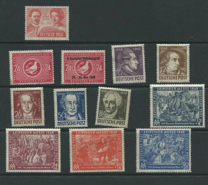 Germany Soviet Zone 1949 Mi 229-8  240-1  MH Complete Year (-1 Stamp & Block)