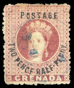 Grenada 1881 QV 2½d rose-lake Row 8/12 PENCF ERROR very fine used. SG 22d.