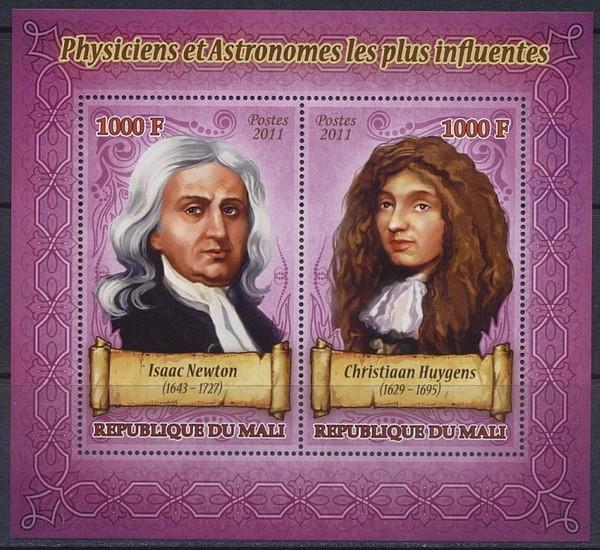 MALI SHEET MNH PHYSICISTS ASTRONOMERS NEWTON HUYGENS