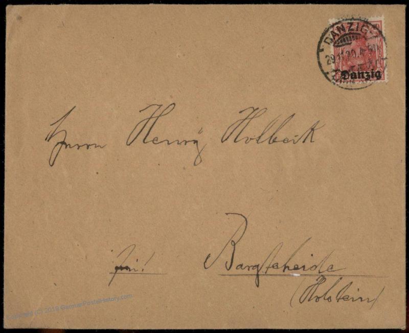 Danzig 1920 Langfuhr Germany Cover  Germania Overprint to Bargteheide 83664