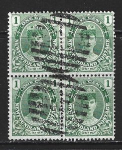 NEWFOUNDLAND - #104 - 1c QUEEN MARY USED BLOCK OF 4