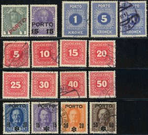 Austria #J47-J48 #J49-J59 #J60-J63 Postage Due Stamps Europe 1916-1917 Used MLH