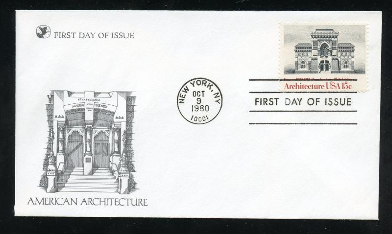 US 1840 American Architecture - Penn Academy UA Readers Digest FDC
