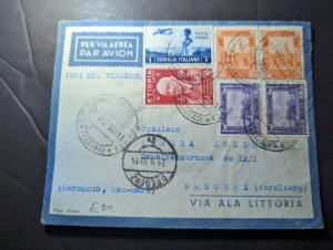 1939 Somalia Airmail Cover Dire Daua to Bregenz Germany via Ala Littoria