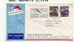 AUSTRIA FIRST FIGHT COVERS{2}Vienna London/Frankfurt AUSTRIAN AIRLINE 1958 EP589