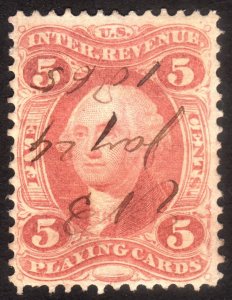 1863, US 5c, Playing Cards, Used, Sc R28c