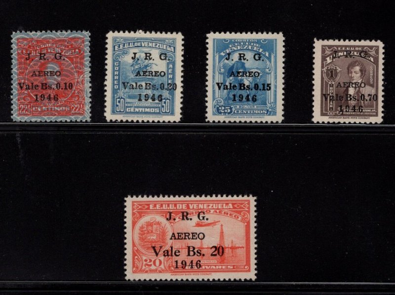 Venezuela Scott C223 - C227 - Airmail Singles. MNH. OG.   #02 VENC223s5b
