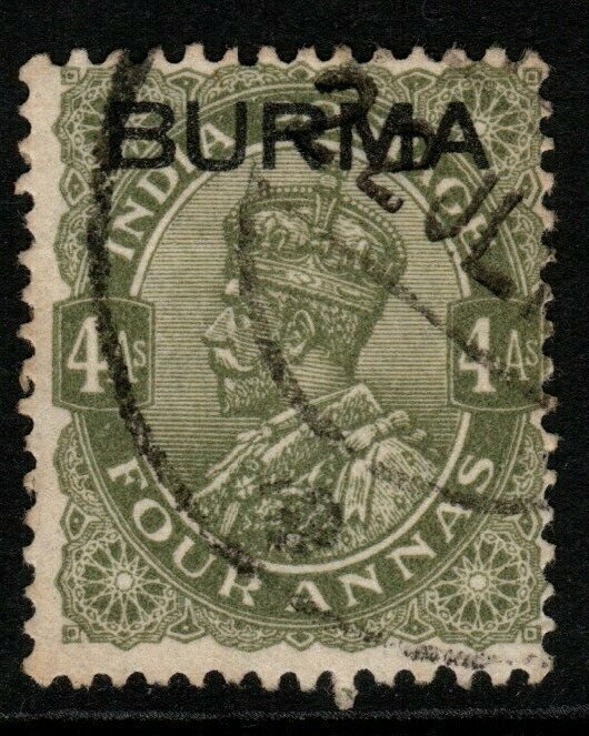 BURMA SG9 1937 4a SAGE-GREEN USED