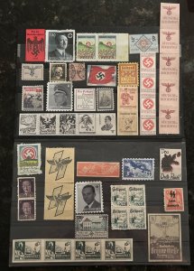 Nazi Germany Third Reich 50 pcs stamps vignettes WW2 WWII German Collection