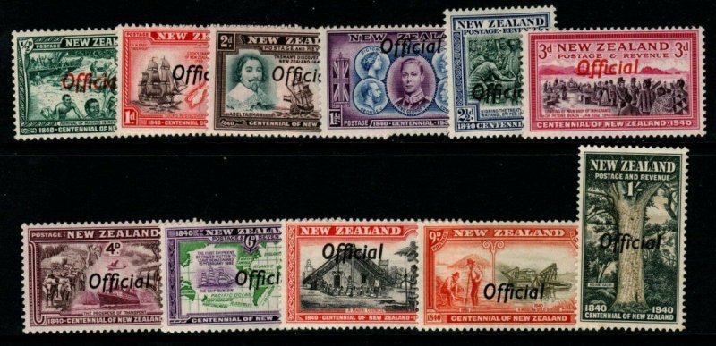 NEW ZEALAND SGO141/51 1940 CENTENARY OFFICIAL SET MTD MINT