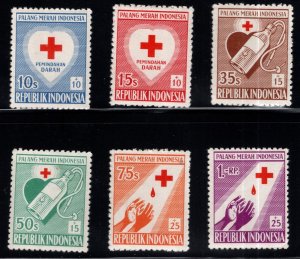Republic of Indonesia Scott B92-B97 MNH** 1956 MNH** Red Cross stamp set