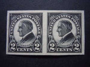 #611 2c Harding Imperforated Pair MVLH OG VF/XF Includes New Mount