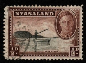 NYASALAND SG144 1945 ½d BLACK & CHOCOLATE FINE USED