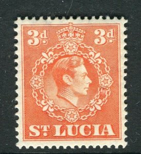 ST.LUCIA; 1938 early GVI portrait issue Mint hinged Shade of 3d. value