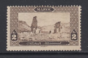 French Morocco Sc 69 MOG. 1917 2fr black brown Roman Ruins, HR, usual centering