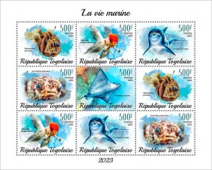 TOGO - 2023 - Marine Life - Perf 9v Sheet - Mint Never Hinged