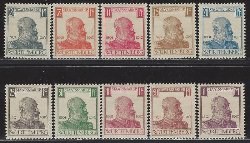 German States Wurttemberg Scott # O136 - O145, mint hr