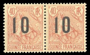 French Colonies, French Guinea #61a (YT 61Aa) Cat€65, 1912 10c on 40c, se-t...