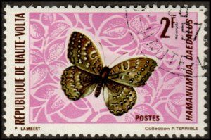 Upper Volta 245 - Cto - 2fr Guineafowl Butterfly (1971)