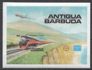 Wb091 Imperf Antigua & Barbuda Transport Trains Ameripex 86 Bl Mnh