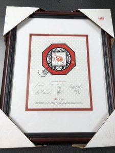 2002 CANADA Year Of Horse Souvenir Sheet SIGNED By Design Team Framed