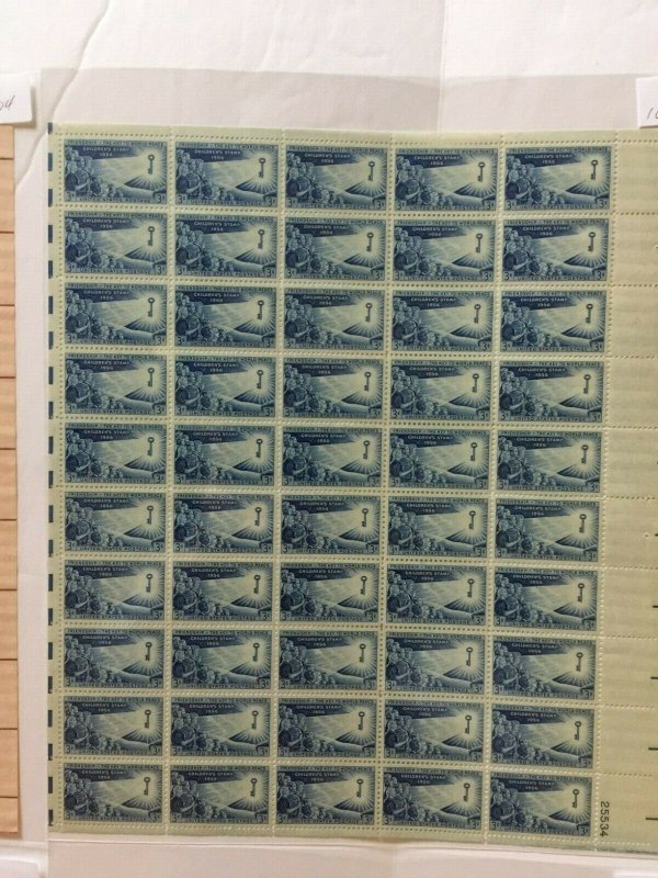 US,999,1001,1000,1074,1088,1087,MNH VF,6 FULL SHEETS,1950'S COLLECTION