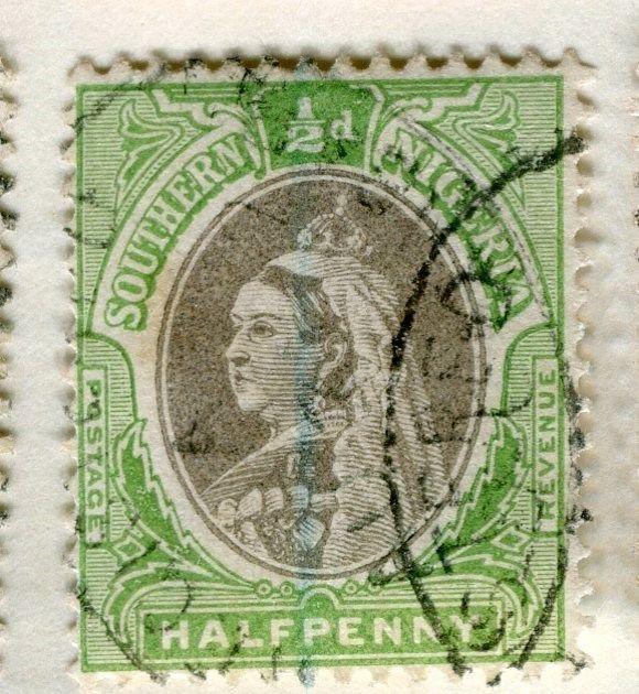 SOUTHERN NIGERIA;  1901 early classic QV issue fine used 1/2d. value