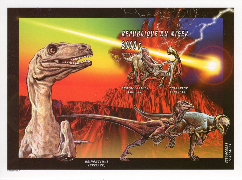 Niger 1996 Sc#927 Dinosaurs/Halley's Comet Souvenir Sheet IMPERFORATED MNH