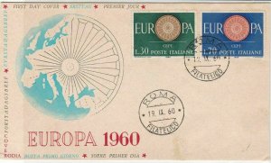 Italy 1960 Europa World Wheel Symbol Roma Double Cancel FDC Stamps Cover rf22458