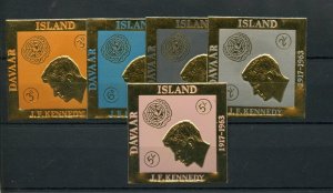 GREAT BRITAIN LOCAL DAVAAR ISLAND JOHN F. KENNEDY GOLD FOIL SET II MINT NH