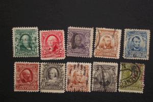 United States #300-#309 Regular Issues Thru 15 Cent 1902-03