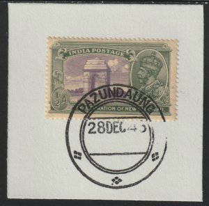 INDIA USED IN BURMA 1931 NEW DELHI  1/2a on piece with MADAME JOSEPH  POSTMARK