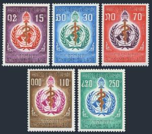 Laos 163-166,167a sheet,MNH.Michel 230-234,Bl.46. WHO,20th Ann.1968.Emblem.